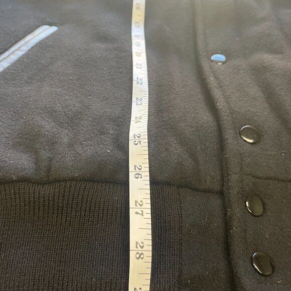 Stewart & Strauss (The Jacket Shop) Men's Black Wool & Leather Varsity Jacket XL - Picture 10 of 13